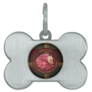 Customise Lost Dog Maple Leaf Tartan Burgundy Pet ID Tag