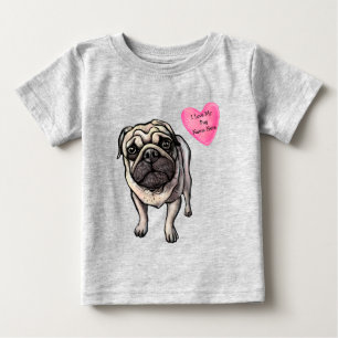 Customise Love My Pug Dog Pet Baby T-Shirt