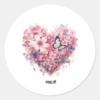 customise lovely cute floral heart Sticker