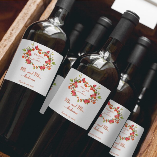 Customise Loving Heart Simple Elegant Wedding  Wine Label (Creator Uploaded)