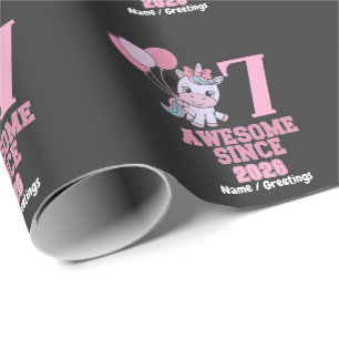 Customise Magical 7 Yrs Old Unicorn Birthday Girl Wrapping Paper