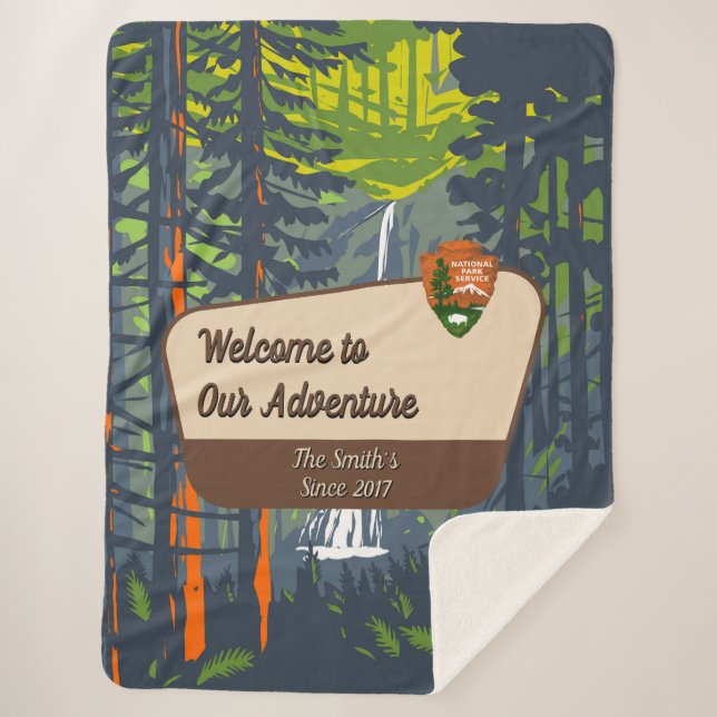 Customise Marymere Falls Family Camping Adventure Sherpa Blanket (Front)