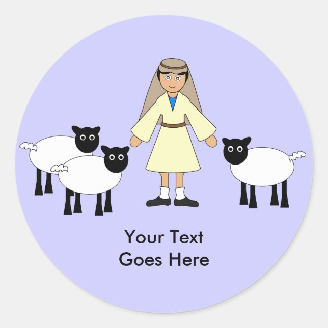 Customise Me -- Children's Nativity Shepherd Boy Classic Round Sticker (Front)