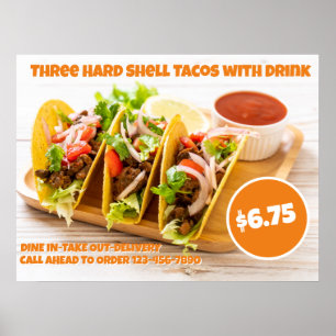 Customise Mexican Food Hard Shell Tacos Drink Poster