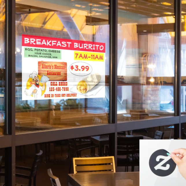 Customise Mexican Restaurant Breakfast Burrito   (Restaurant Window)