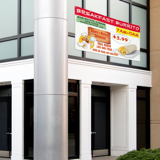 Customise Mexican Restaurant Breakfast Burrito  Banner (Outside Building)