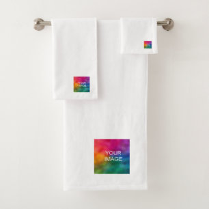 Customise Modern Add Your Image Photo Logo Here Bath Towel Set