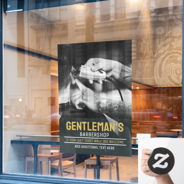 Customise Modern Barbershop Black and White Trim  (Cafe Window)