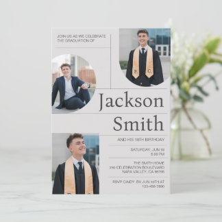 Customise Modern Minimalist Graduation Birthday Invitation