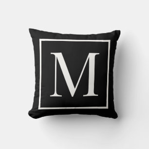 Customise monogram black white   Any background  Cushion
