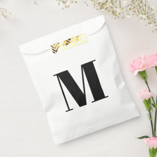 Customise monogram initial black white favour bags