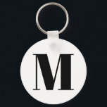 Customise monogram initial black white key ring<br><div class="desc">Customise monogram initial black white keychain</div>