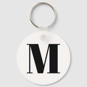 Customise monogram initial black white key ring