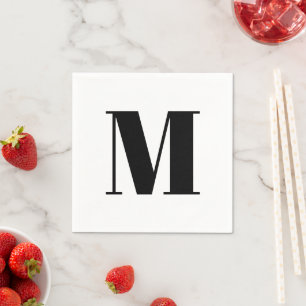 Customise monogram initial black white napkin
