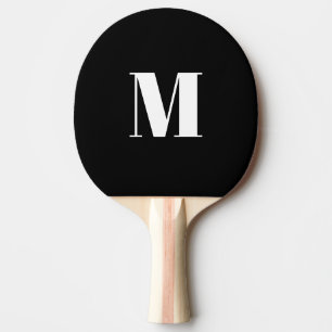Customise monogram initial black white ping pong paddle