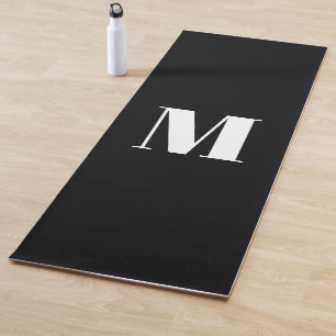 Customise monogram initial black white yoga mat