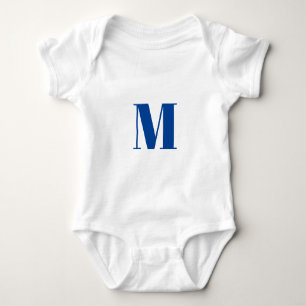 Customise monogram initial blue white baby bodysuit
