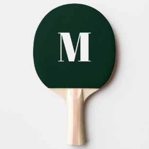 Customise monogram initial dark green white ping pong paddle