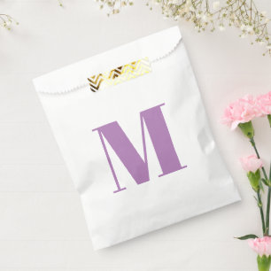 Customise monogram initial lavender white favour bags