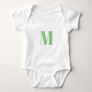 Customise monogram initial light green white baby bodysuit