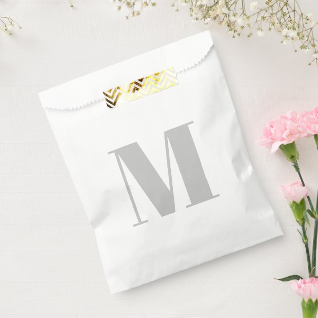 Customise monogram initial light grey white favour bags (Sealed)