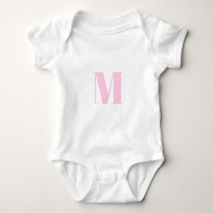 Customise monogram initial light pink white baby bodysuit