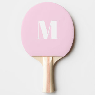 Customise monogram initial light pink white ping pong paddle