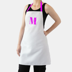 Customise monogram initial magenta pink white apron