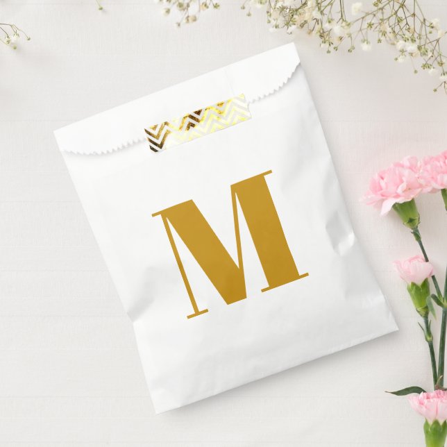 Customise monogram initial mustard white gift favour bags (Sealed)