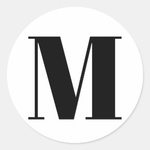 Customise monogram initial number black white classic round sticker