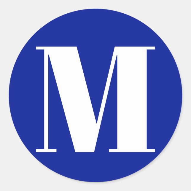 Customise monogram initial number cobalt blue classic round sticker (Front)
