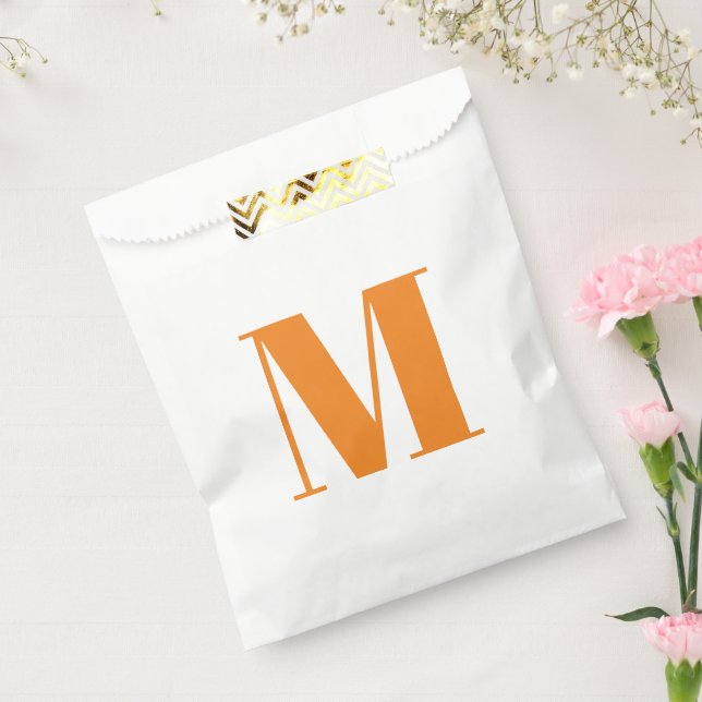 Customise monogram initial orange white favour bags (Sealed)