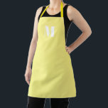 Customise monogram initial pale yellow white apron<br><div class="desc">Customise monogram initial pale yellow white Apron

Unisex. Available in many sizes.
Great for cooks,  chefs,  pottery,  ceramics,  arts and crafts,  work,  kitchen,  cooking,  baking,  bbq,  grill,  and also businesses and stores,  etc</div>