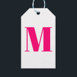 Customise monogram initial pink fuchsia white gift tags<br><div class="desc">Customise monogram initial hot pink fuchsia white Gift Tags</div>