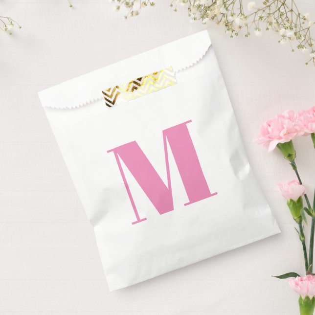 Customise monogram initial pink white favour bags (Sealed)
