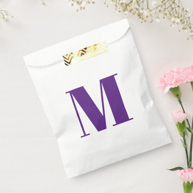 Customise monogram initial purple white favour bags (Sealed)
