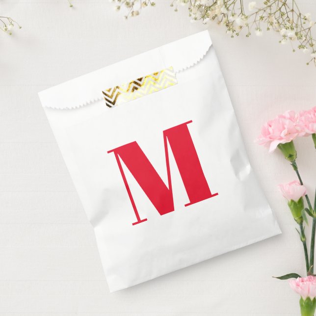 Customise monogram initial red white favour bags (Sealed)