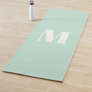 Customise monogram initial seafoam mint green whit yoga mat