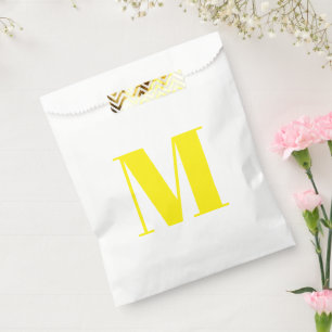 Customise monogram initial yellow white favour bags