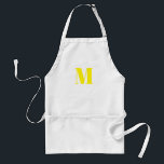 Customise monogram initial yellow white standard apron<br><div class="desc">Customise monogram initial yellow white Adult Apron</div>