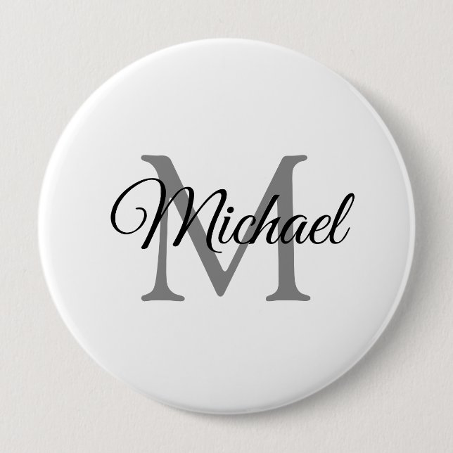 Customise Monogram Name White Template Huge 10 Cm Round Badge (Front)