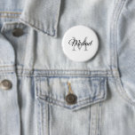 Customise Monogram Name White Template Round 6 Cm Round Badge<br><div class="desc">Customise Monogram Name White Template Elegant Trendy Standard Round Button.</div>