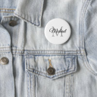 Customise Monogram Name White Template Round