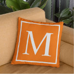 Customise monogram on bright orange cushion<br><div class="desc">Customise monogram on bright orange throw pillow. Customise and personalise by replacing the initial as desired.</div>