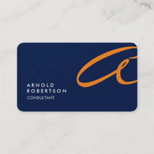 Customise Monogram Plain Blue Trendy Business Card