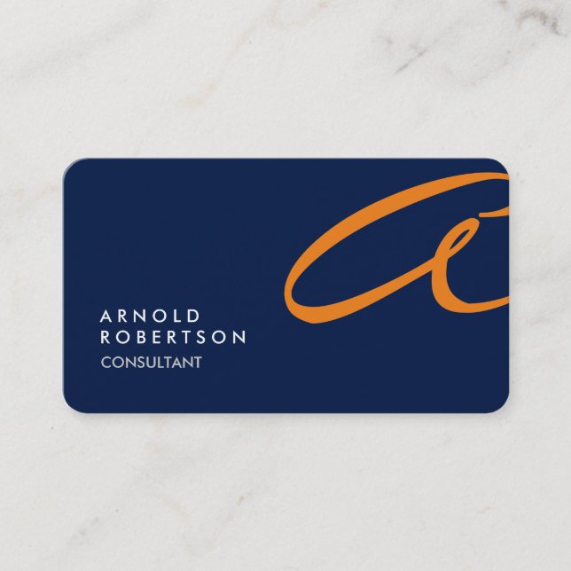 Customise Monogram Plain Blue Trendy Business Card (Front)