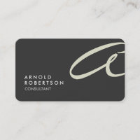 Customise Monogram Plain Grey Beige Business Card