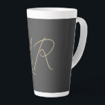 Customise Monogram Plain Grey Beige Latte Mug<br><div class="desc">In addition to a quality material and a quality print,  this design offers you a simple,  modern,  minimalist approach. An unmissable template.</div>