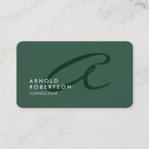 Customise Monogram Plain Grey Green Trendy Business Card
