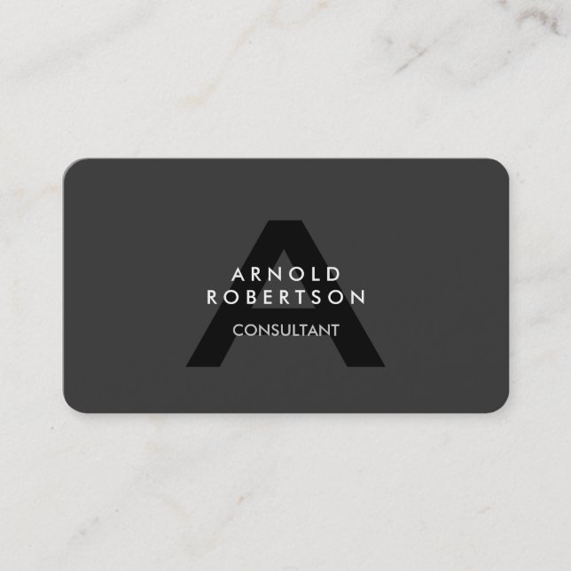 Customise Monogram Plain Grey Trendy Business Card (Front)